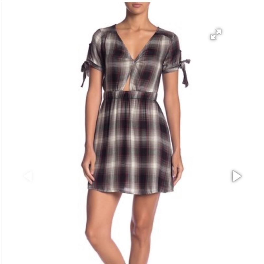 Love, Fire Plaid Cut Out Dress